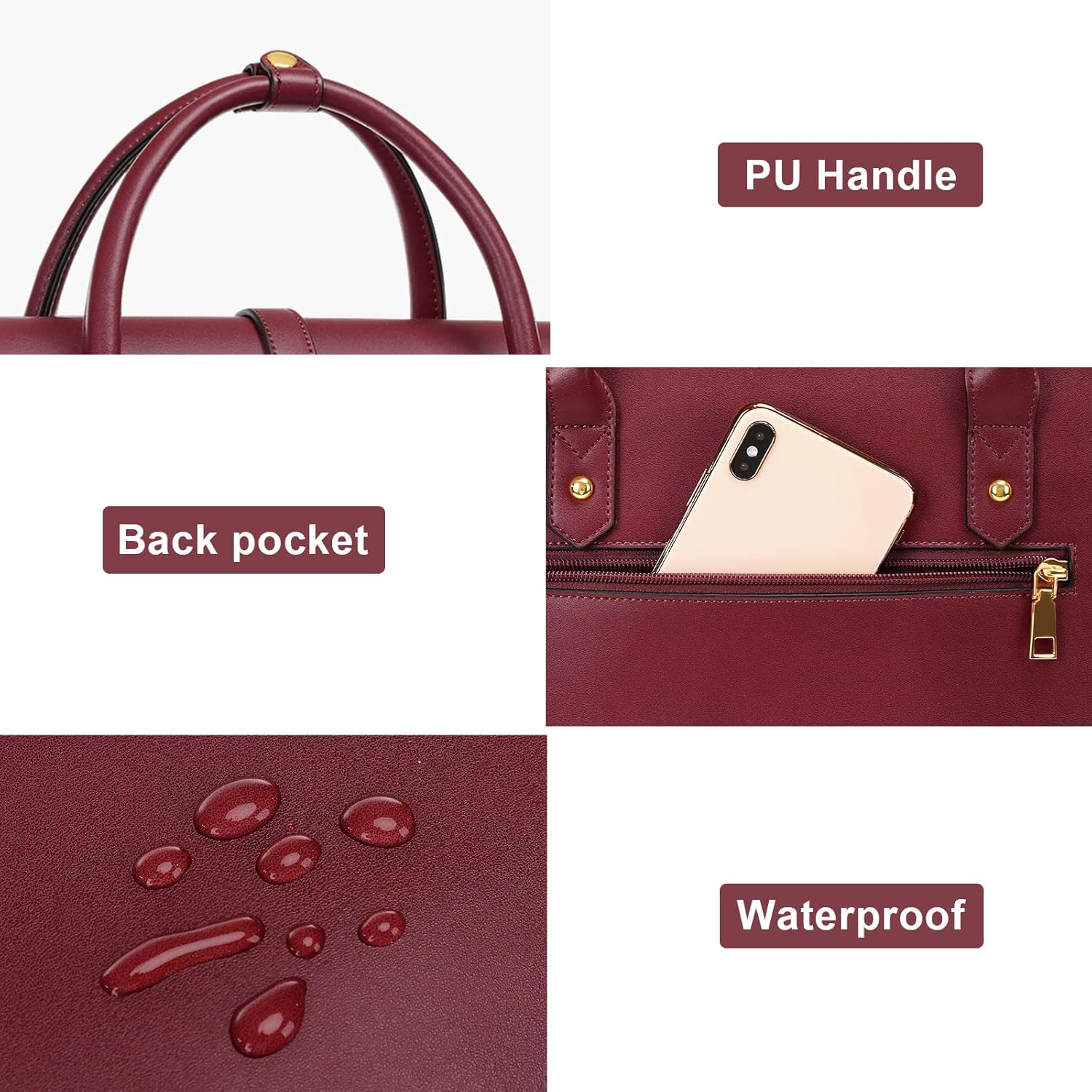 MOSISO Laptop Bag for Women, PU Leather Laptop Shoulder Bag Convertible Backpack, Work Travel Computer Bag with Bowknot - PuriLite