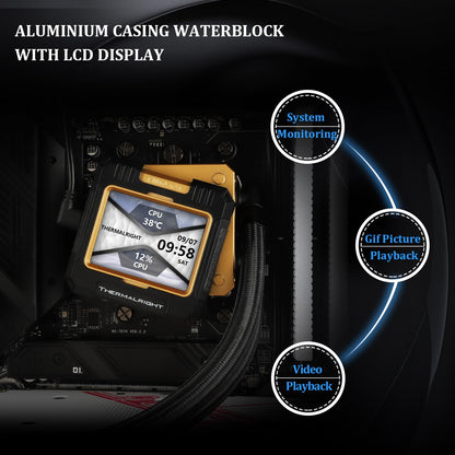 Thermalright FW 360 Black ARGB-360mm AIO CPU Liquid Cooler,IPS LCD Screen with 320 * 240 Resolution,for AM5/Intel LGA1700,‘2.4 inch’Magnet-Absorbent LCD Screen for Images -Black