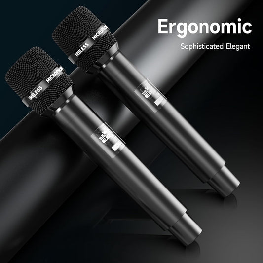 Wireless Microphone, Wireless Mic with One-to-One Chip Connection, 40H Rechargeable Battery, 200FT Range, Plug and Play, Ergonomic Design,Less Latency Microphone for Singing, Speech, Party