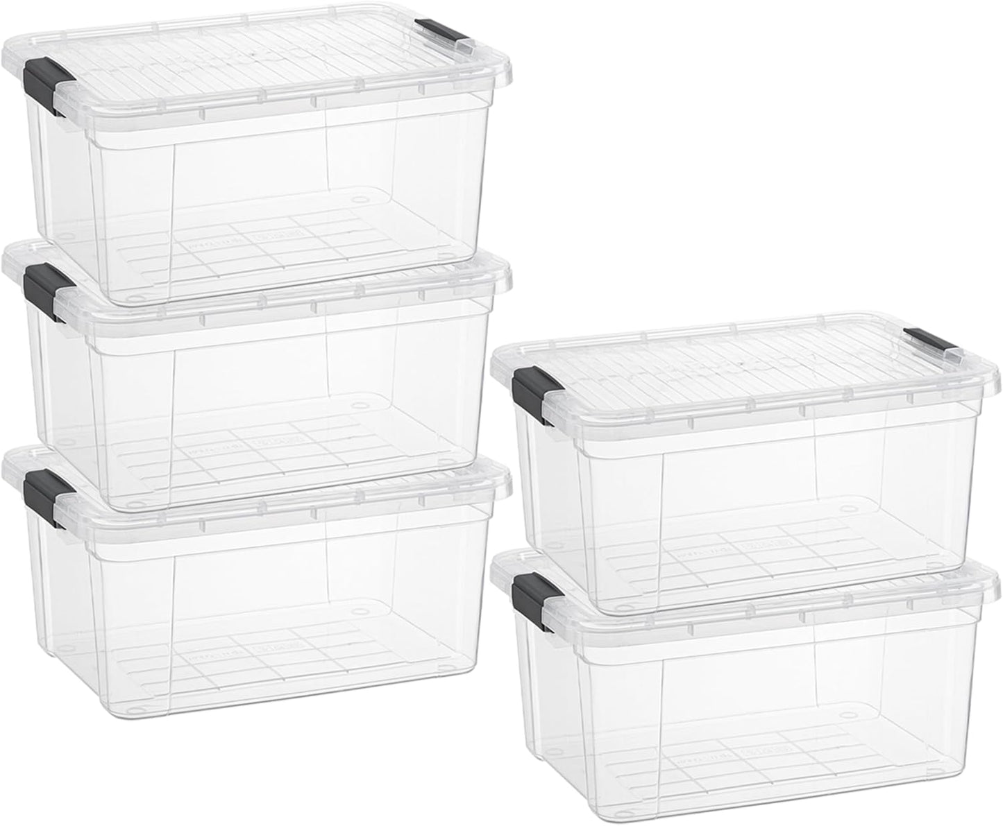 Superio Storage Bins with Lids- 3 Pack, 1.85 Qt Clear Boxes for Organizing, Stackable Plastic Containers- BPA Free, Non-Toxic, Odor Free, Organizer for Home, Office, Dorm