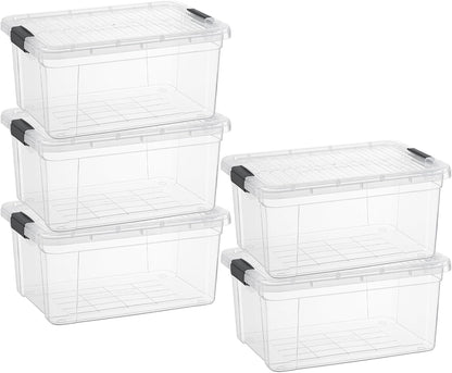 Superio Storage Bins with Lids- 3 Pack, 1.85 Qt Clear Boxes for Organizing, Stackable Plastic Containers- BPA Free, Non-Toxic, Odor Free, Organizer for Home, Office, Dorm