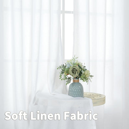 YoungsTex Natural Linen Curtains 84 Inch Long for Living Room Bedroom Grommet Top Light Filtering Privacy Linen Textured Window Semi Sheer Drapes, 2 Panels, 52x84 Inch, Natural
