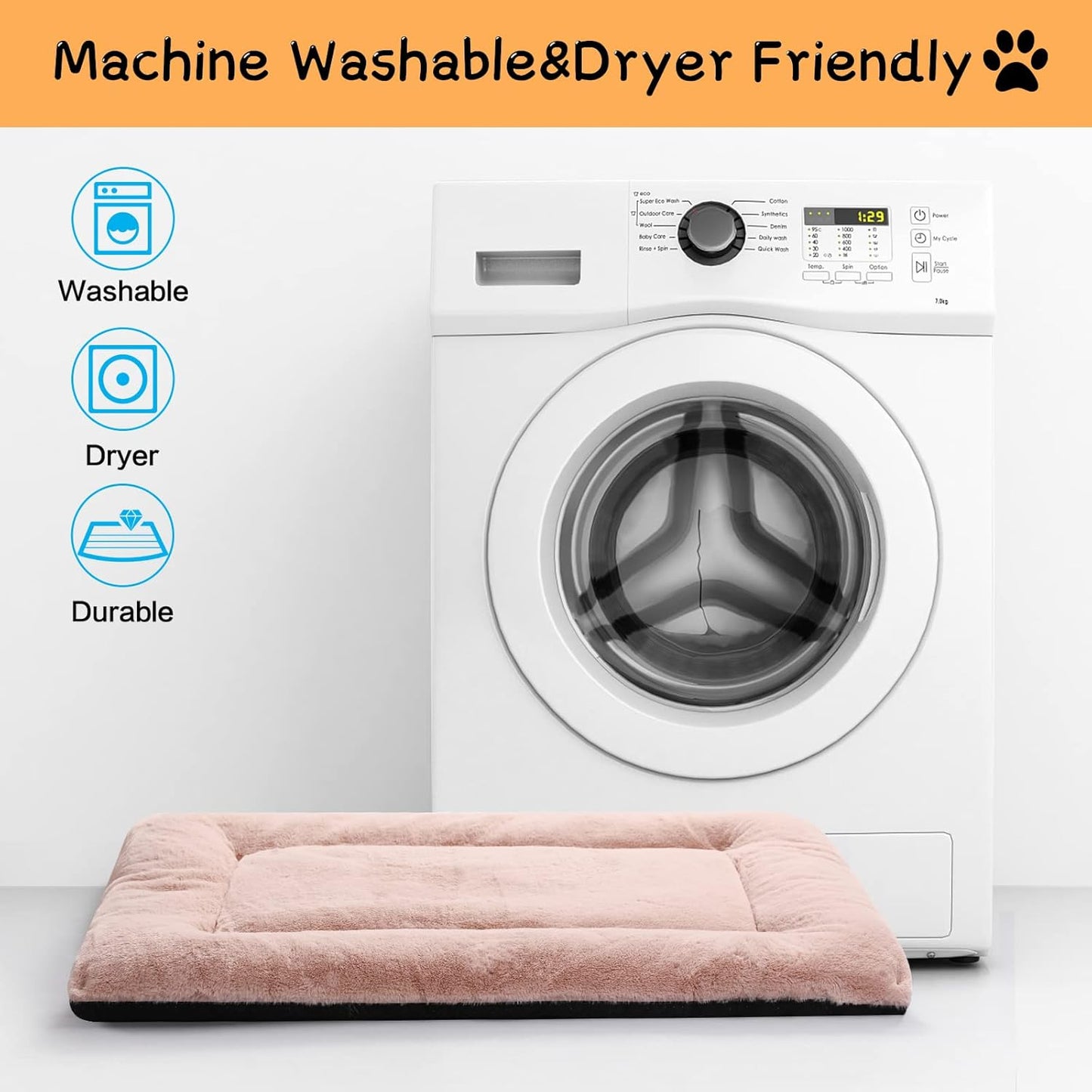 VERZEY Medium/Large Dog Bed Mat Crate Pad, 36" Metal Crates Fit, Ultra-Soft, Machine Washable & Anti-Slip Kennel Mat, Cozy Sleeping Mat for Medium/Large Dogs, Gray, 36L x 23W x 1H Inches