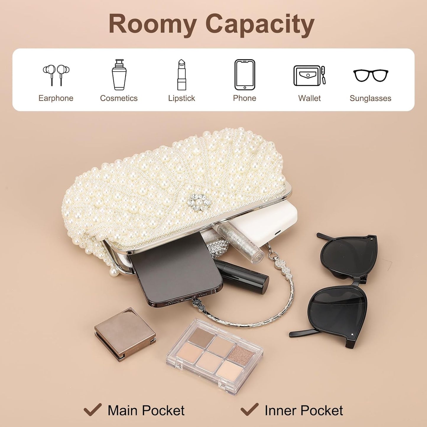 DTGN Clutch Purse Evening Clutch Bag Handbag Cross Body Bag for Women Formal Wedding Club