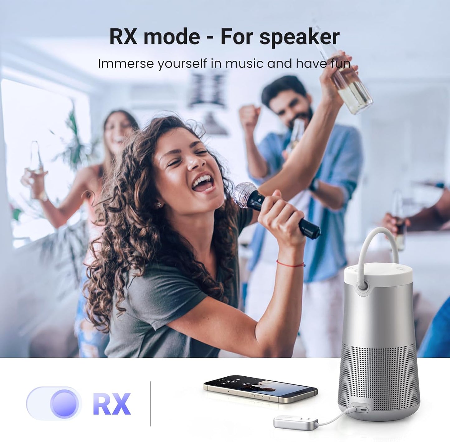 UGREEN 2 in 1 Bluetooth Transmitter and Receiver for Airplane Bleutooth 5.4 Audio Adapter with 3.5mm Aux Jack Compatible with Car, TV, Stereo System, Bluetooth Audio Splitter for Airpods Headphones