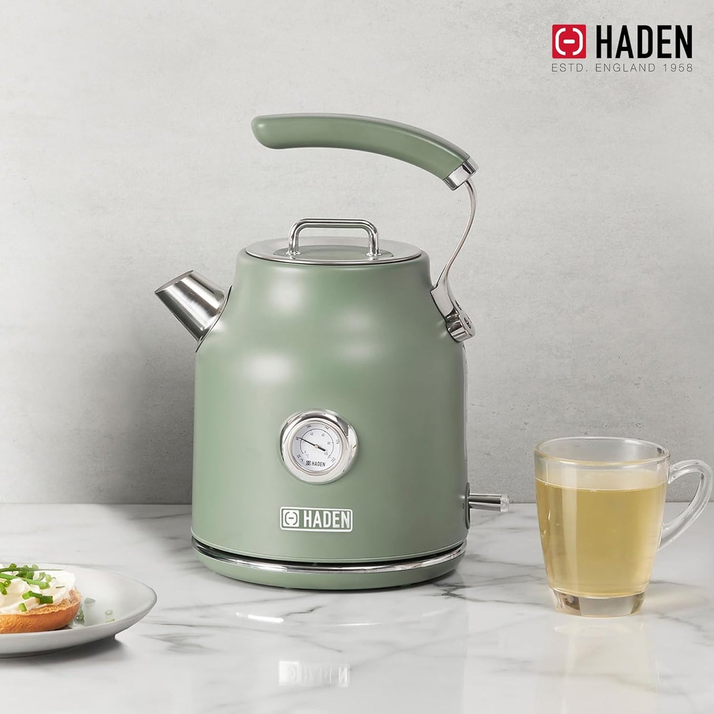 Haden Dorset 75070 Retro Stainless Steel Tea Kettle, 1500W Hot Water Kettle Electric Kettles for Boiling Water, 1.7L Black/Copper Electric Tea Kettles Automatic Shut Off, Boil-Dry Protection Tea Pots