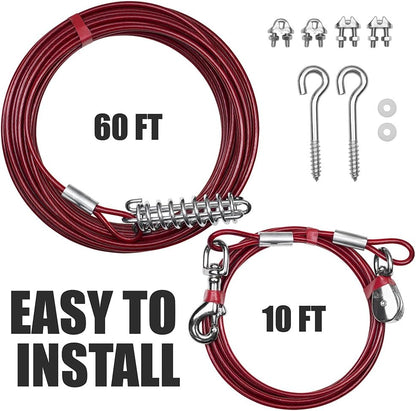 BV Pet Small Tie Out Cable for Dog up to 35 Pound, 25-Feet
