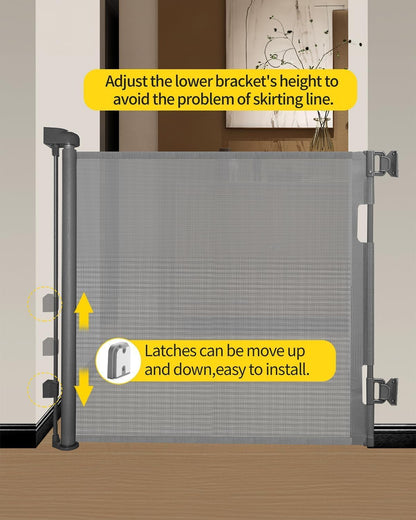 DEAR LOV Retractable Baby Gate, 33" Tall, Extends up to 71" Wide,Safety Mesh Baby Gate or Dog Gate for Doorways,Stairs,Hallways.Extra Wide Gate,Indoor/Outdoor(33"x71",Grey)