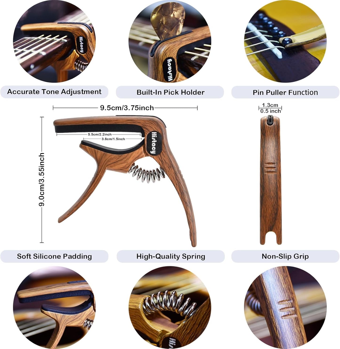 Guitar Accessories Kit: Wooden Stand, Strap, Clip-On Tuner, 3-in-1 Capo, 30 Picks for Acoustic, Electric Guitar, Bass & Ukulele, All-in-One Perfect Guitar Gift Set for Men & Beginners & Pros