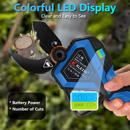 K KLEZHI Cordless Electric Pruning Shears, Rechargeable Battery, 42MM (1.65 Inch) Cutting Diameter Fruit Tree Branches Cutter,Good for Arthritis Hands 8-10 Working Hours Black