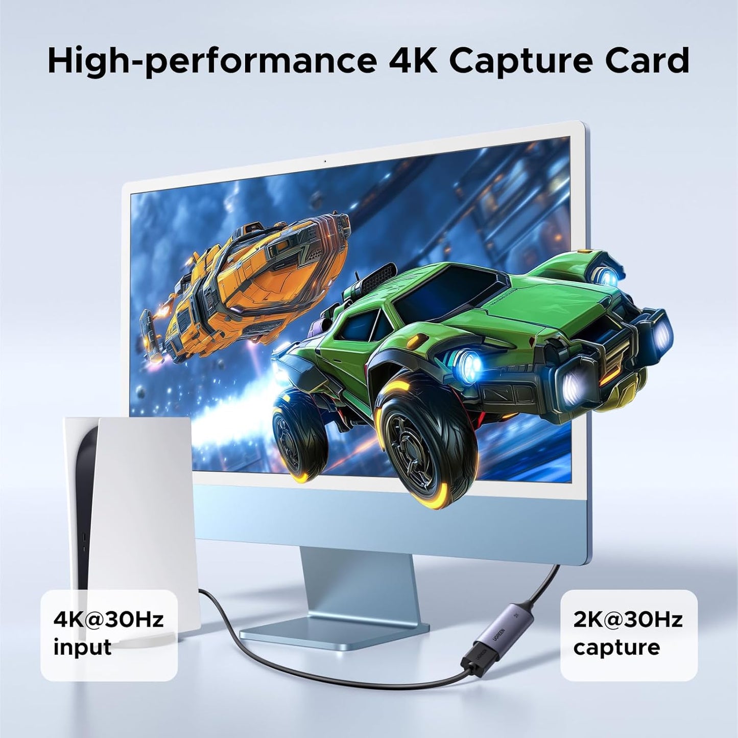 UGREEN 2K@30Hz Video Capture Card, HDMI to USB 3.0 A and USB C Capture Device, 4K@30Hz Input with Low Latency for Streaming Gaming, Recording, Compatible with Switch 2, PS5, Xbox, PC, Mac, Phone