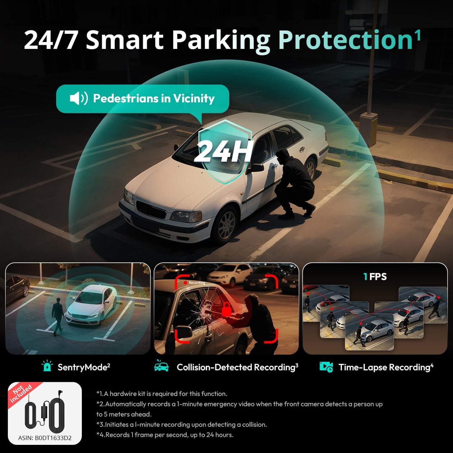 BOTSLAB 4 Channel 3K Dash Cam, 560° All-Sides View, 3.18" Touch Screen, 3K/4K Front and 1080P Rear Inside, Vocie Control, 5.8GHz WiFi Car Camera, G-Sensor, GPS, 24/7 Parking Monitor, 128GB SD Card