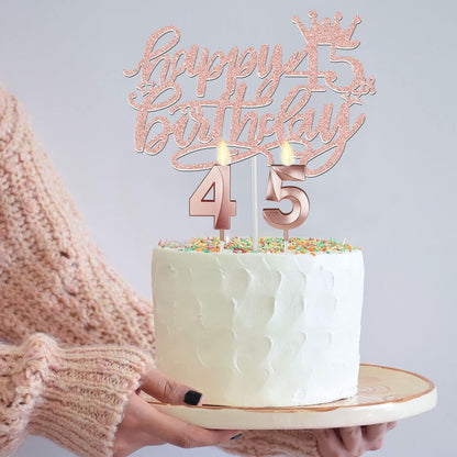 65th Birthday Decorations for Women, Including 65th Birthday Sash and Crown, Cake Topper and Candles, Number Balloons Rose Gold, 65 Year Old Gifts for Women