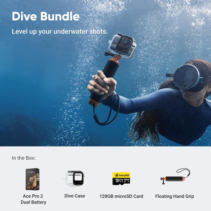 Insta360 Ace Pro 2 Get-Set Bundle- 8K Waterproof Action Camera Co-Engineered with Leica, 1/1.3" Sensor, Dual AI Chip, Leading Low Light, Superior Audio, Flip Screen & AI Editing, Dual Battery