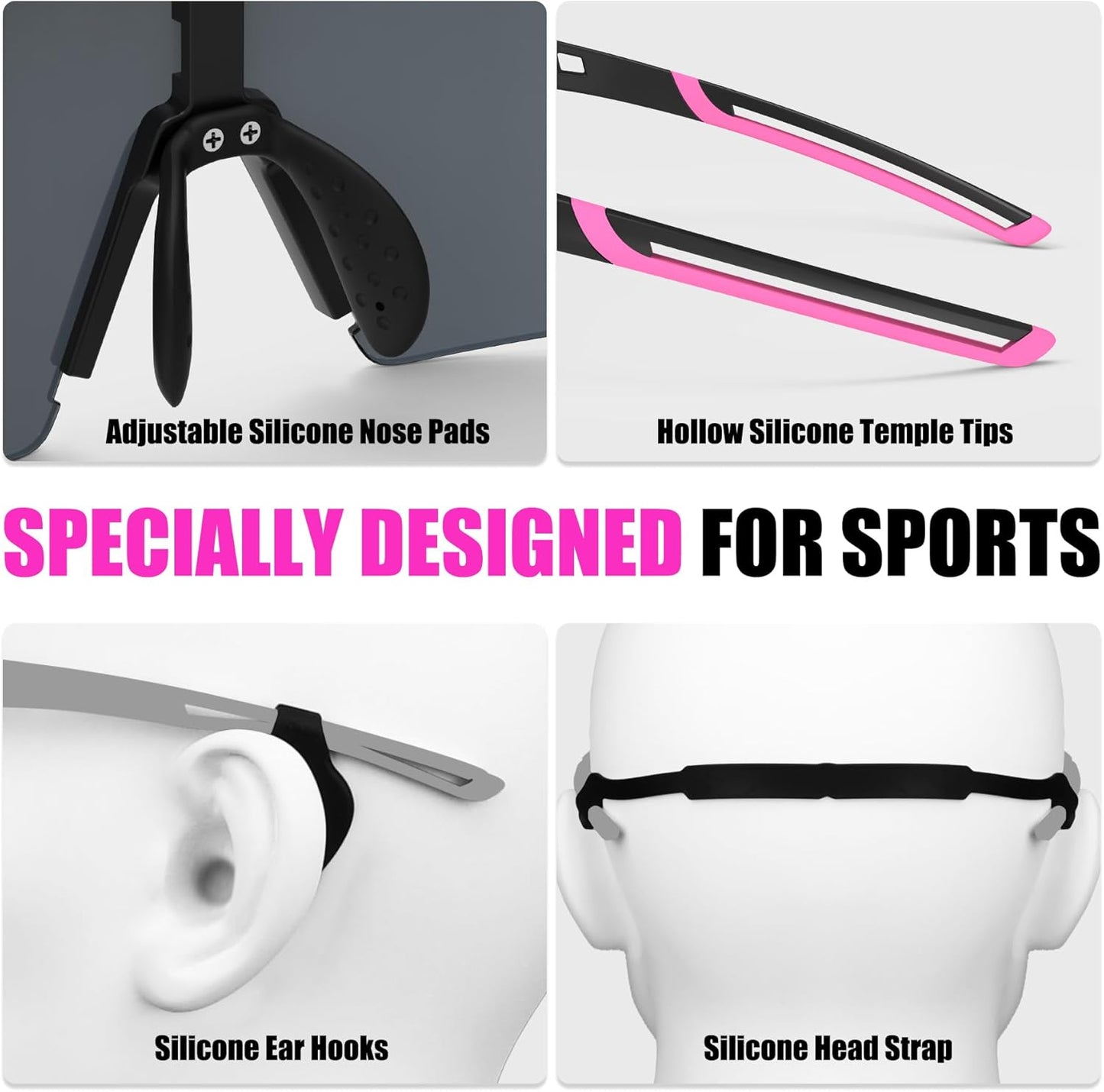 X-TIGER Polarized Cycling Glasses with 5 Interchangeable Lenses,MTB Biking Baseball Running Sports Sunglasses for Men Women