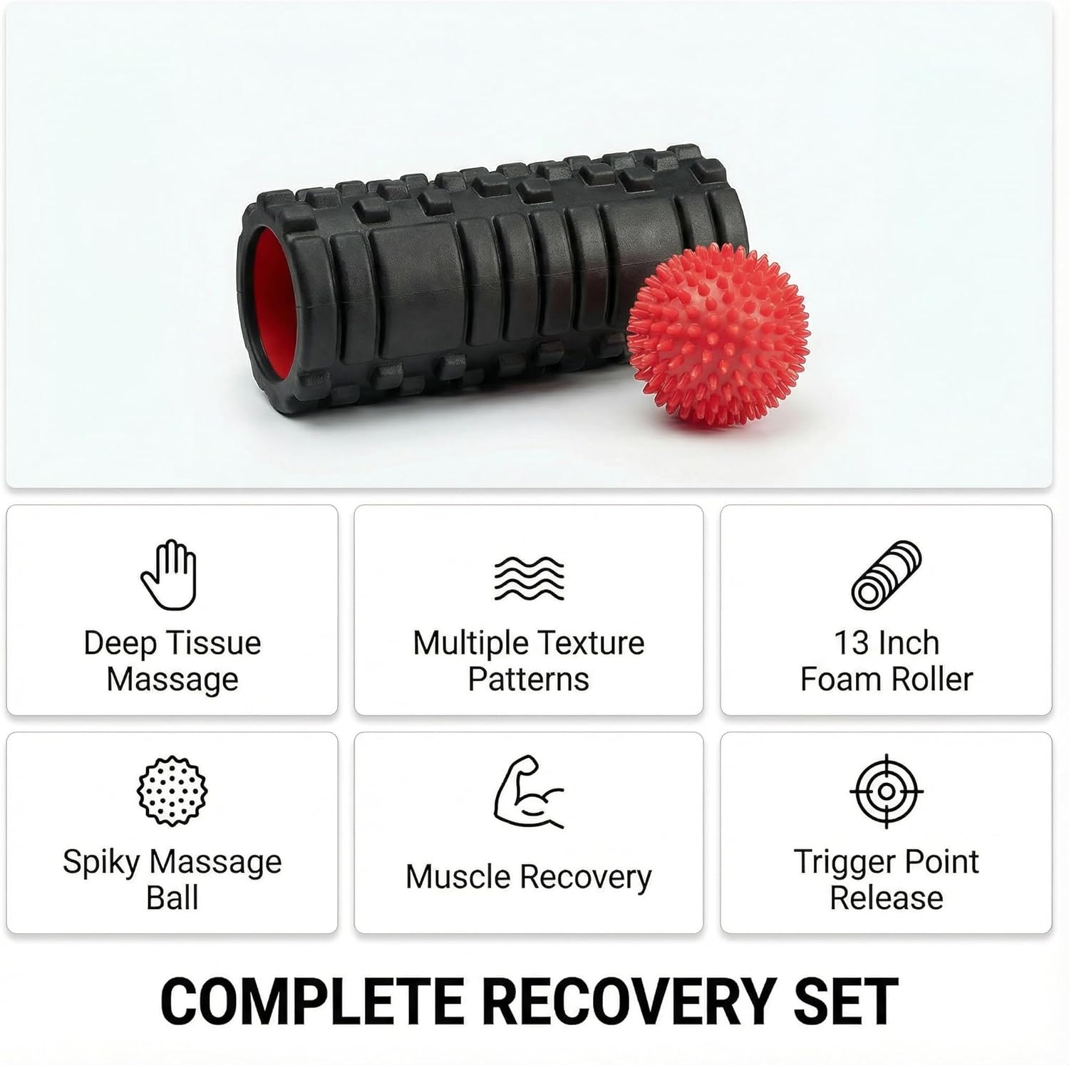 Foam Roller Massage Roller | Muscle Recovery Roller | Textured Back Roller | Deep Tissue Foam Roller | Home Gym Exercise Roller - PuriLite