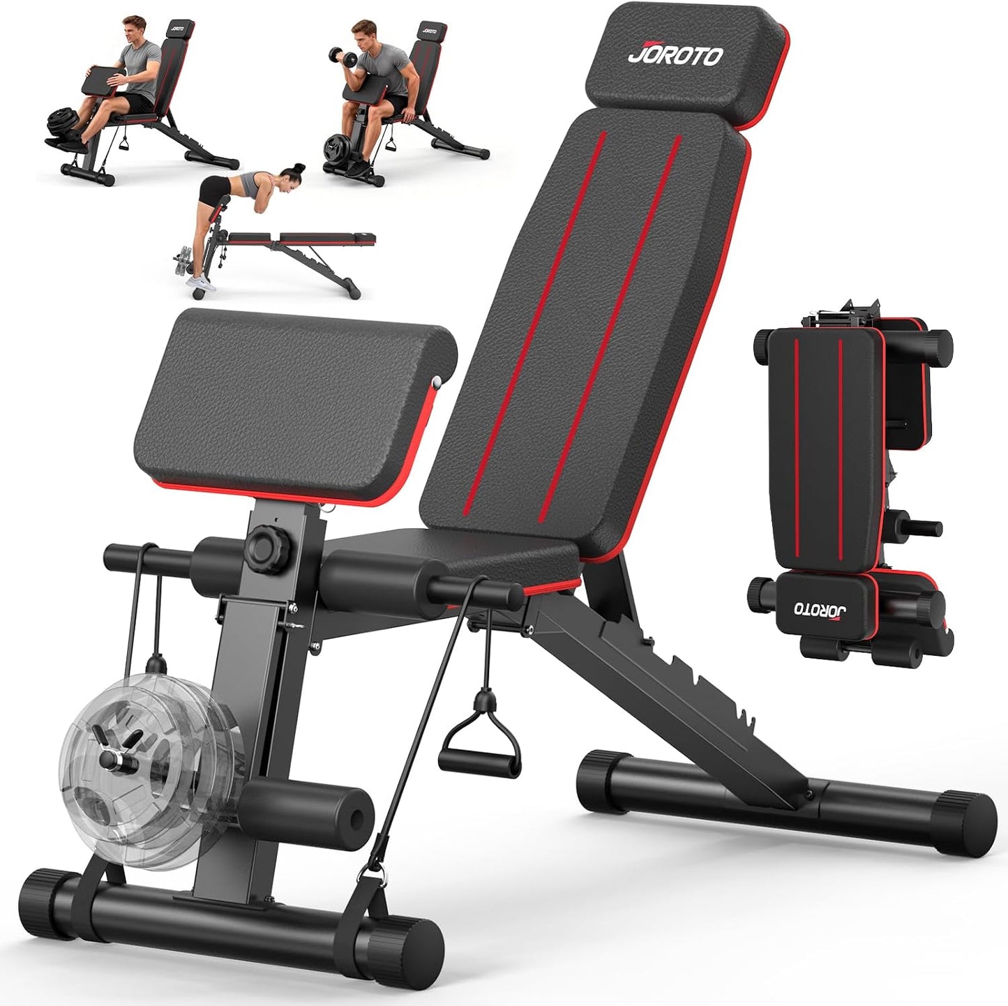 JOROTO Adjustable Weight Bench, Foldable Workout Bench 1000LBS Home Gym