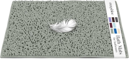 Soft Plush Chenille Bathroom Rug, Absorbent Microfiber Bath Mat, Machine Washable, Non-Slip Grip, Quick-Dry, Thick Shag Carpet Great for Bath, Shower Floor, Bedroom, or Door Mat (Beige, 17x24)