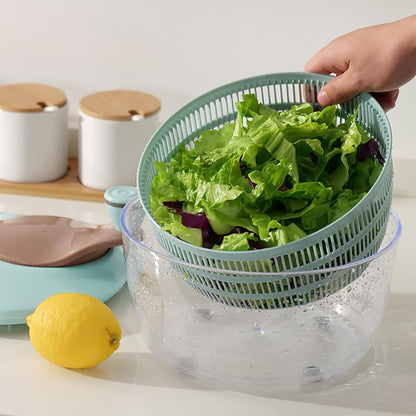 Salad Spinner Lettuce Dryer, Hand Crank Rotary Vegetable Dryer Veggie Washer with Colander, Vegetable Spinner Drain Basket, Vegetables Fruits Wash Spinner Bowl