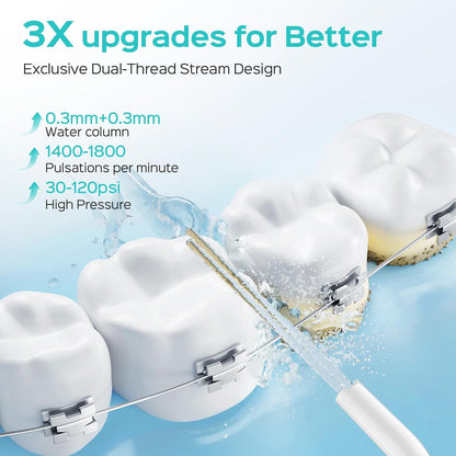 COSLUS Water Teeth Flosser: 300ML Cordless Electric Water Tooth Flossing Rechargeable IPX7 Waterproof Portable Travel Flossers Set for Teeth