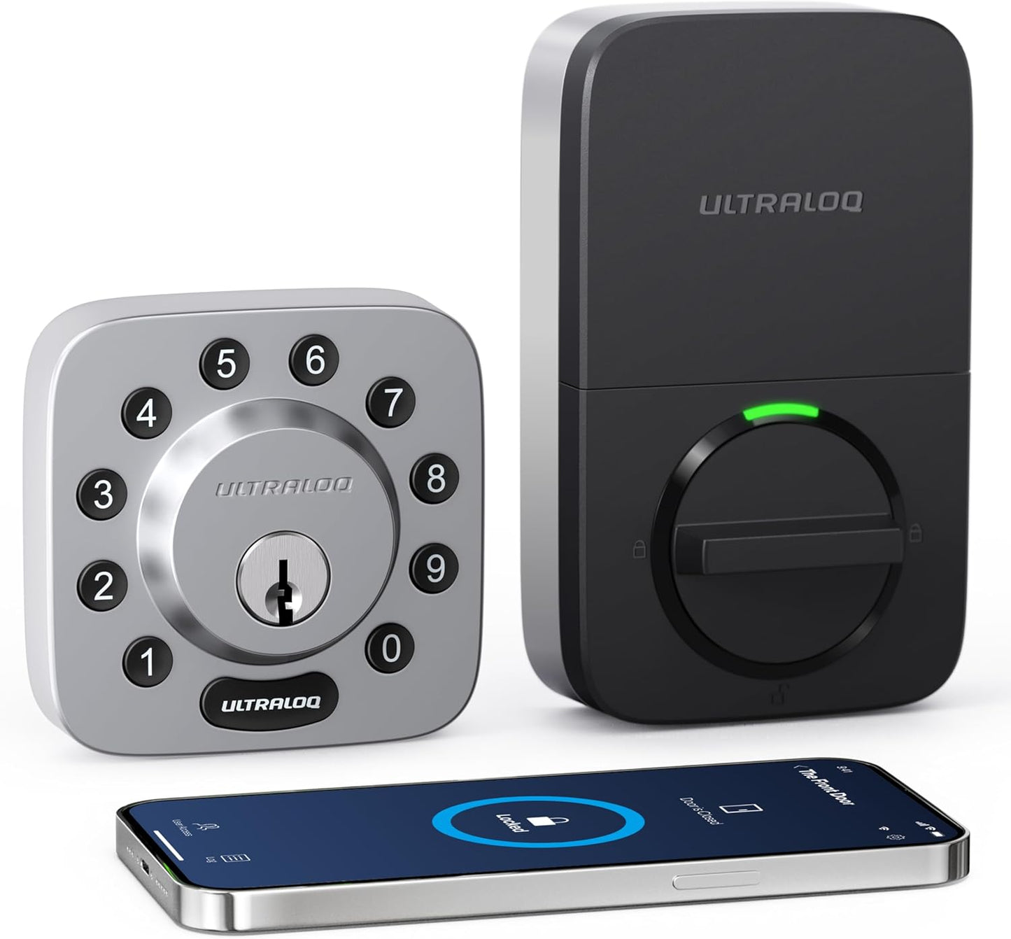 ULTRALOQ U-Bolt Smart Lock + WiFi Bridge, 5-in-1 Keyless Entry Door Lock with WiFi, Bluetooth, App and Keypad, Smart Deadbolt Lock Front Door, ANSI Grade 1 Certified, 1Year Battery, Satin Nickel