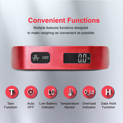 travel inspira Luggage Scale, Portable Digital Hanging Baggage Scale for Travel, Suitcase Weight Scale with Rubber Paint, 110 Pounds, Battery Included - Blue