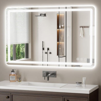 Lmsedf 24" x 32"Rectangle LED Bathroom Mirror with Lights, Backlit & Front Lighted, Wall-Mounted Vanity Mirror 3000K/4000K/6000K, Memory Functions, Anti-Fog, Dimmable Smart Mirror