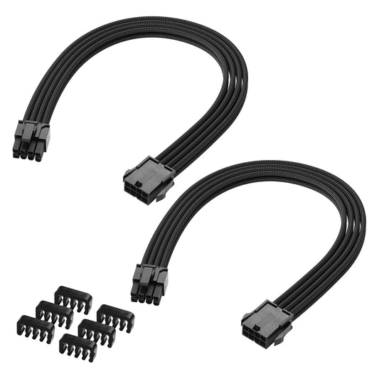ELFJMZP 2PCS ATX 8PIN Famale to ATX 8PIN(6+2) Male Black Extension Cable Adaptor for PC Build High-End GPU Cable Layout - 30cm/11.8 in. (Black)