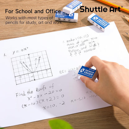 Shuttle Art 72 Pack Premium White Erasers, Bulk Classroom Erasers Set for Kids Teachers as School and Office Supplies