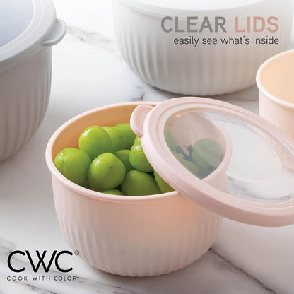 COOK WITH COLOR Prep Bowls with Lids- 8 Piece Nesting Plastic Small Mixing Bowl Set with Lids (Teal Ombre)