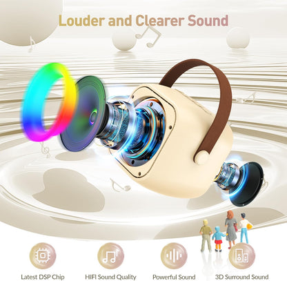 Mini Karaoke Machine, Portable Bluetooth Karaoke Speaker with 2 Wireless Microphones and Party Lights for Kids and Adults, Birthday Gifts for Girls Boys Family Home Party (Hotpink)
