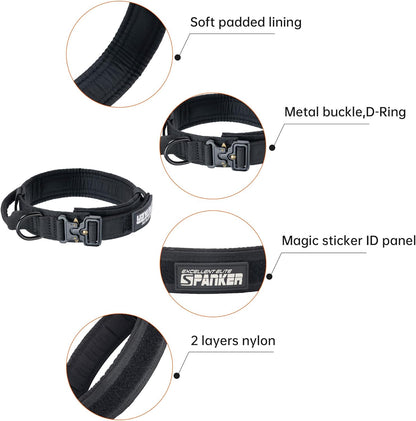 EXCELLENT ELITE SPANKER Tactical Dog Collar Nylon Adjustable K9 Collar Military Dog Collar Heavy Duty Metal Buckle with Handle(Coyote Brown-XL)