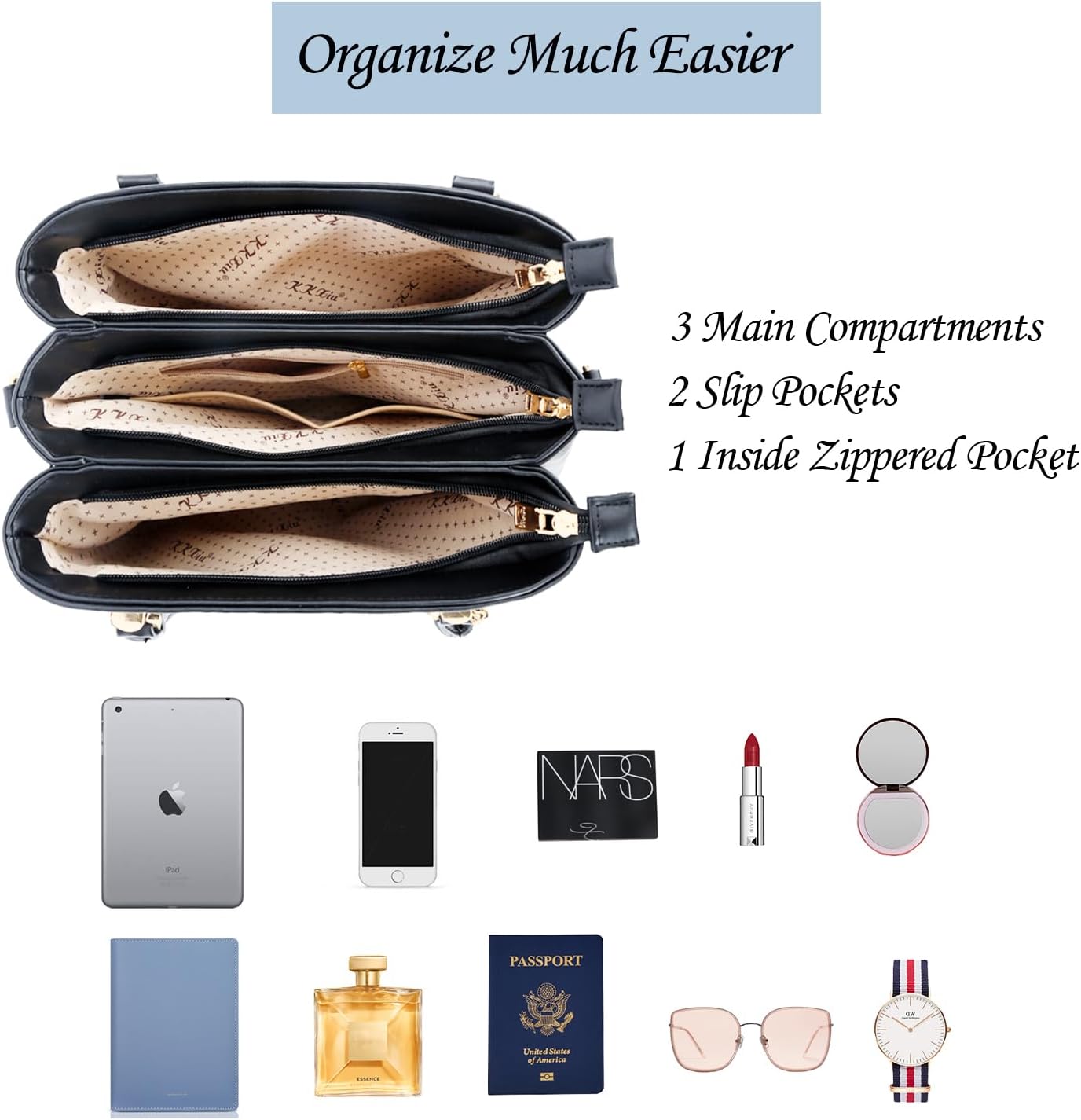 KKXIU Trendy Tote Bag for Women Lightweight Oxford Big Capacity Shoulder Purses and Handbags