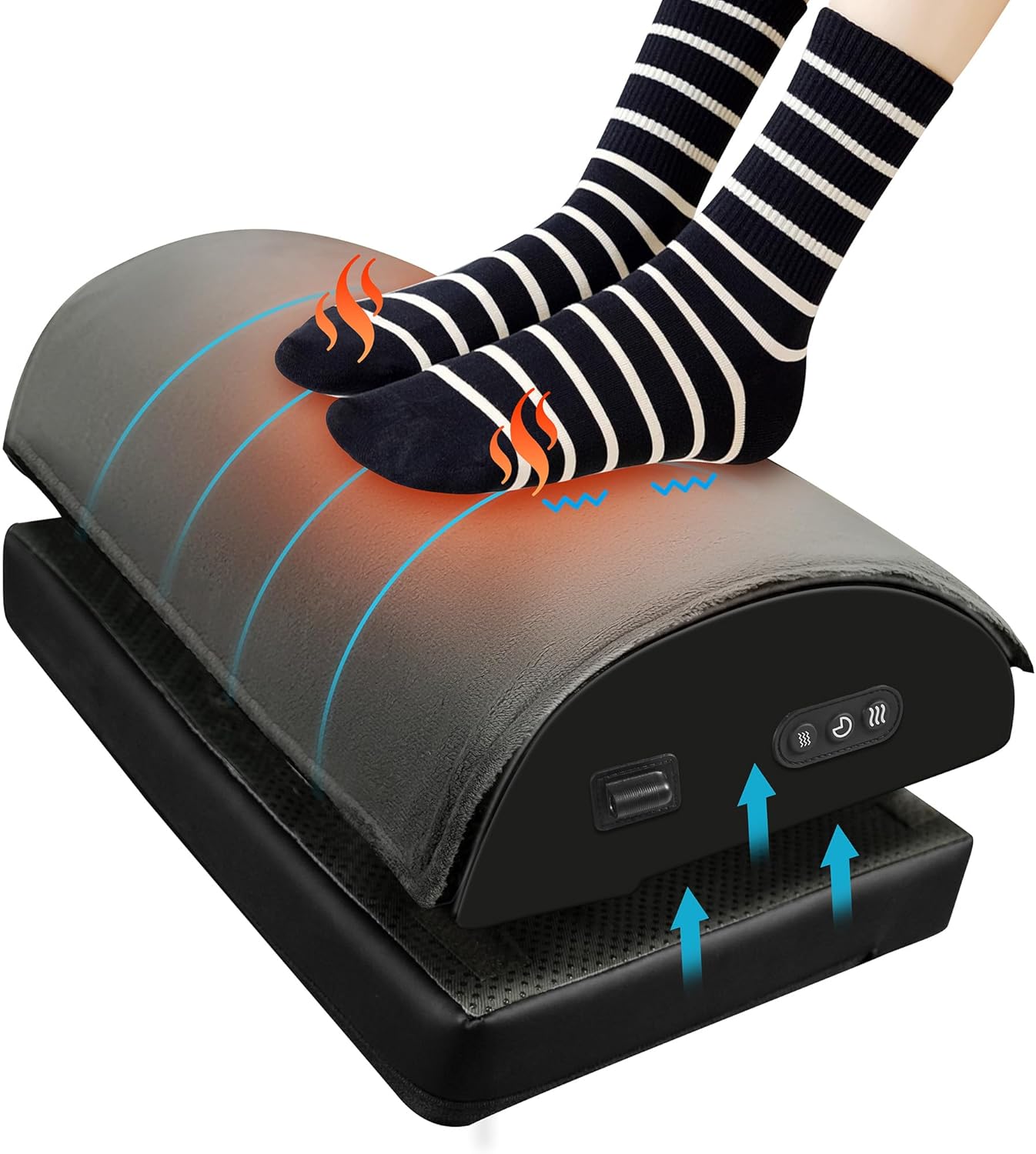 Snailax Foot Rest Under Desk at Work, 2 Heating Levels, 3 Vibrating Massage Modes, Heated Ergonomic Foot Stool with Adjustable Height, Office & Gaming Home Use, Grey
