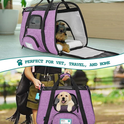 Premium Airline Approved Soft-Sided Pet Travel Carrier by PetAmi | Ventilated, Comfortable Design with Safety Features | Perfect For Plane or Car | Ideal for Small to Medium Sized Cats, Dogs, and Pets
