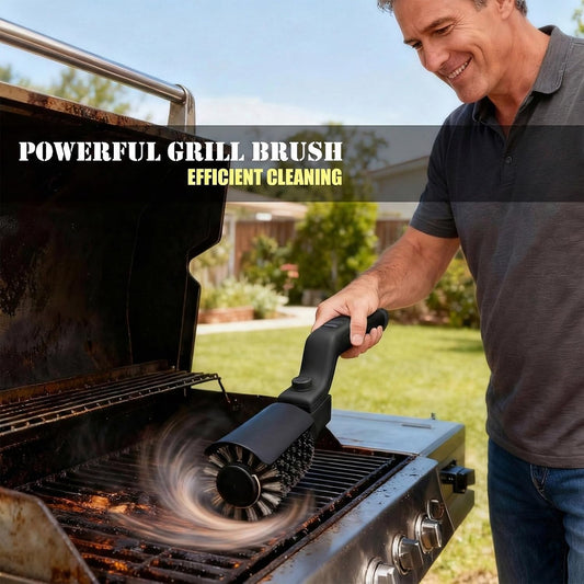 Cordless Electric Grill Brush with Adjustable Angle, 3-Speed Power Motor & Stainless Steel Head - Rechargeable, 90-Min Runtime, Waterproof Grill Cleaner for BBQ Grates & Griddles (Black)