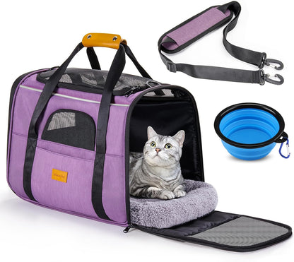 Morpilot Cat Carrier Soft - Portable Pet Carrier for Small or Medium Cats, Dogs and Puppy up to 14lbs, Airline Approved Dog Carrier with Safety Buckle - (Dark Gray)