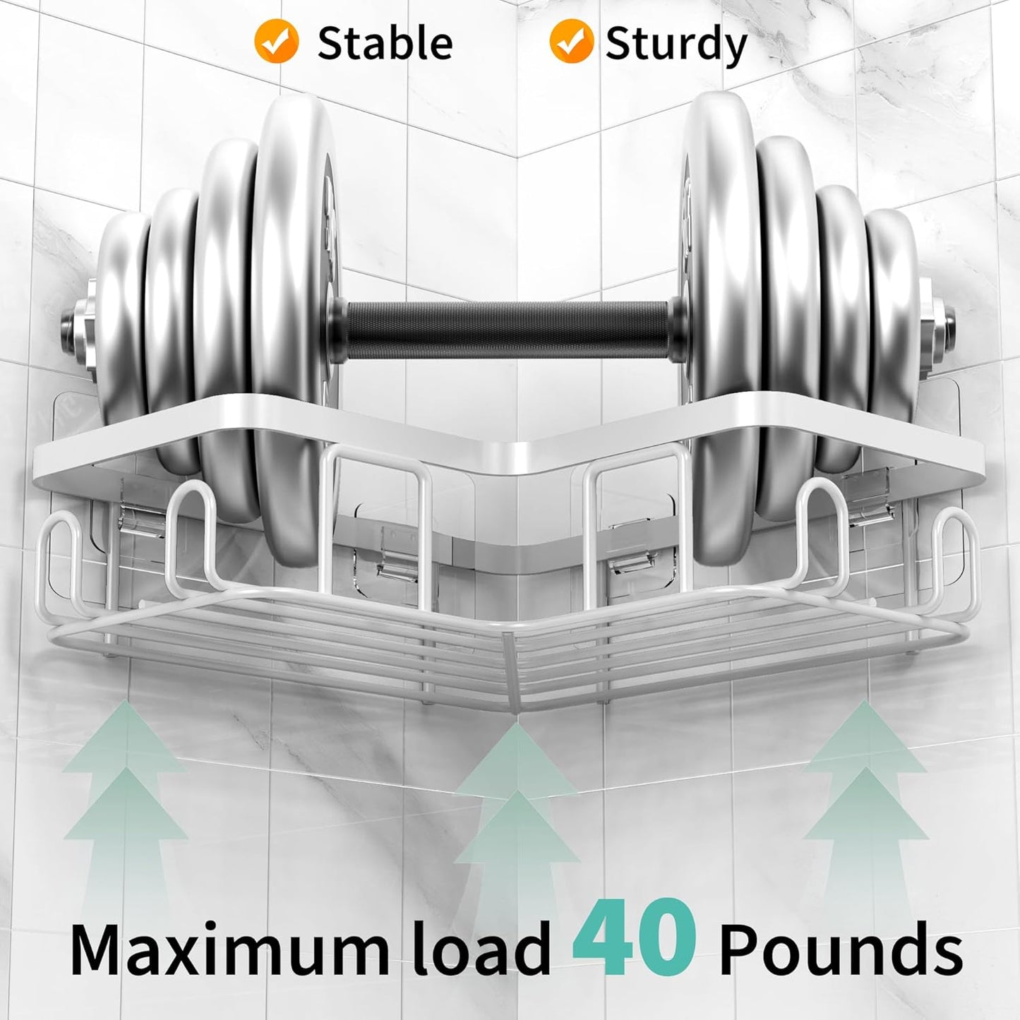 MOFOROCO 3-Pack Shower Caddy Corner Basket Shelf with Soap Holder, No Drilling Traceless Adhesive Shower Wall Shelves, Black Bathroom Shower Storage Organizer（ for 90-Degree Right-Angle Walls）