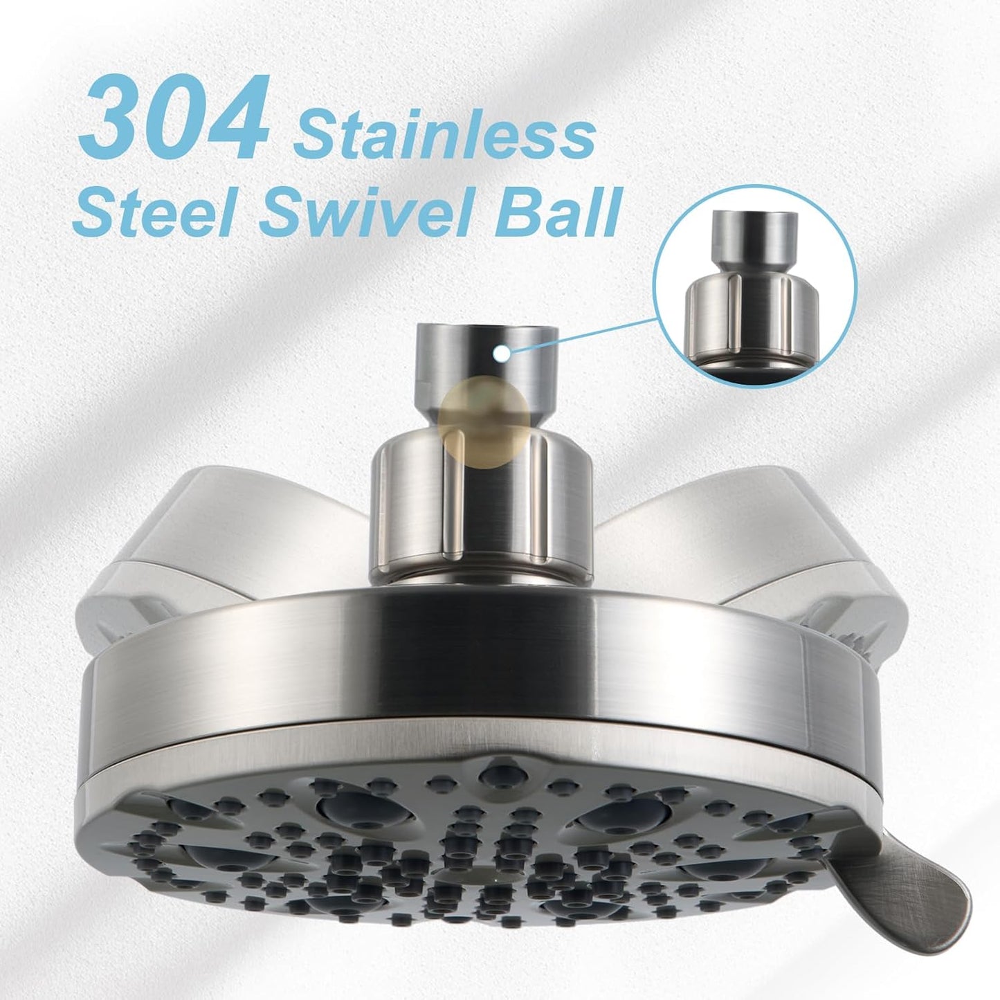 OFFO Shower Head, High Pressure Shower Head with Pause Mode, 9 Mode Fixed Showerheads for Strong Water Flow & Relaxing Shower Experience,Brushed Nickel