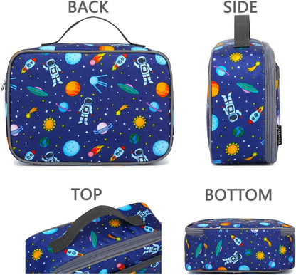 FlowFly Kids Lunch Box Insulated Soft Bag Mini Cooler Back to School Thermal Meal Tote Kit for Girls, Boys, Black