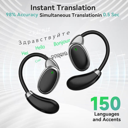Language Translation Earbuds, 2-Way Real-time Translation in 150 Languages, Online Translation No Subscription Needed, Wireless Bluetooth Earphone Instant Voice Translator for Travel Business Learning