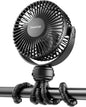 Gaiatop Mini Portable Pram Fan, Rechargeable Small Clip on Fan for Stroller, Detachable 3 Speed 360 Degree Rotate Flexible Tripod Handheld Desk Cooling Car Seat Crib Treadmill Travel Black