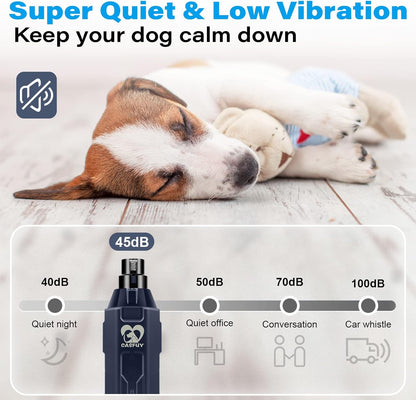 Casfuy 6-Speed Dog Nail Grinder Newest - Super Quiet Pet Nail Grinder Rechargeable Electric Dog Nail Trimmer Professional Paws Grooming & Smoothing Tool for Large Medium Small Dogs (Bright Blue)