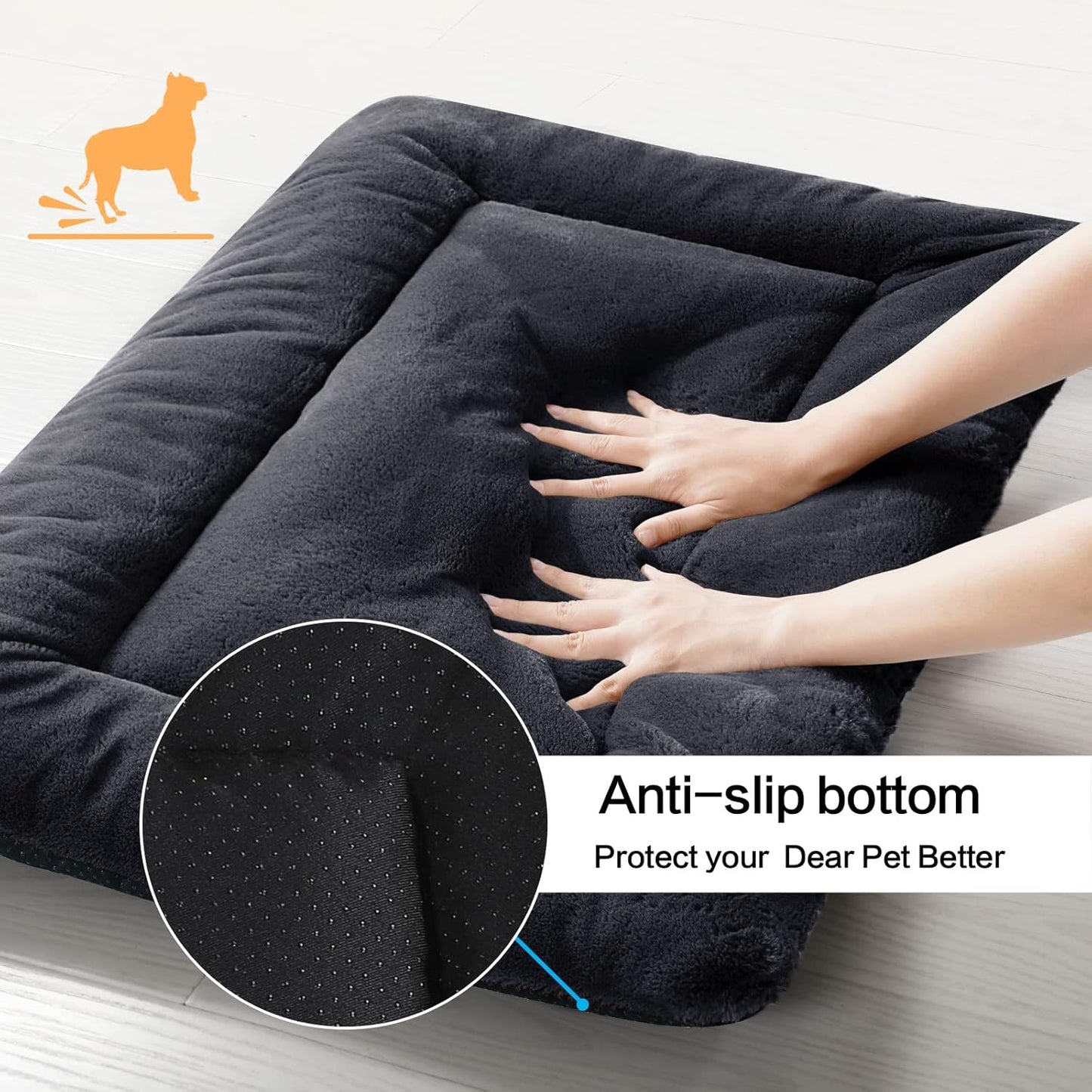 VERZEY Medium/Large Dog Bed Mat Crate Pad, 36" Metal Crates Fit, Ultra-Soft, Machine Washable & Anti-Slip Kennel Mat, Cozy Sleeping Mat for Medium/Large Dogs, Gray, 36L x 23W x 1H Inches