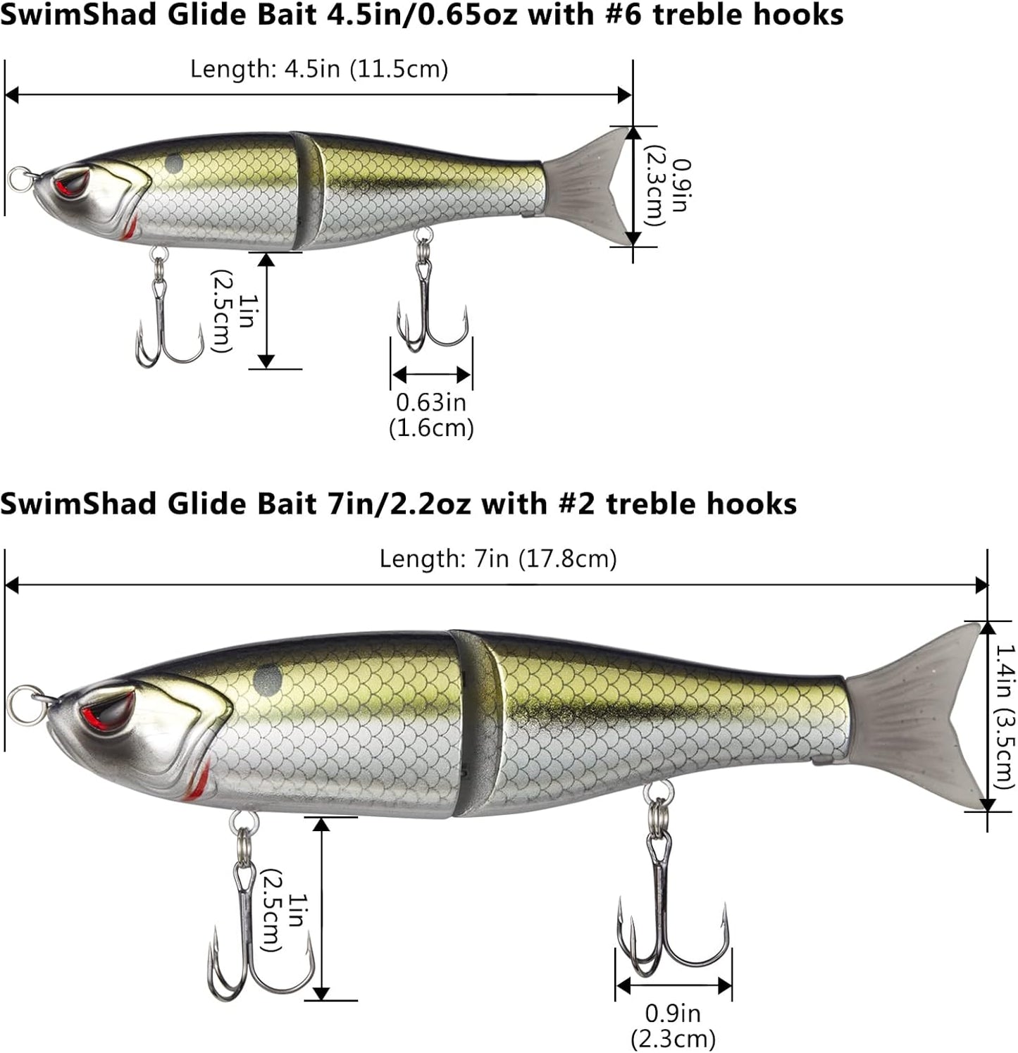 Bassdash SwimShad Glide Baits Jointed Swimbait Bass Pike Salmon Trout Muskie Fishing Lure
