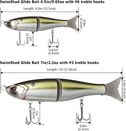 Bassdash SwimShad Glide Baits Jointed Swimbait Bass Pike Salmon Trout Muskie Fishing Lure