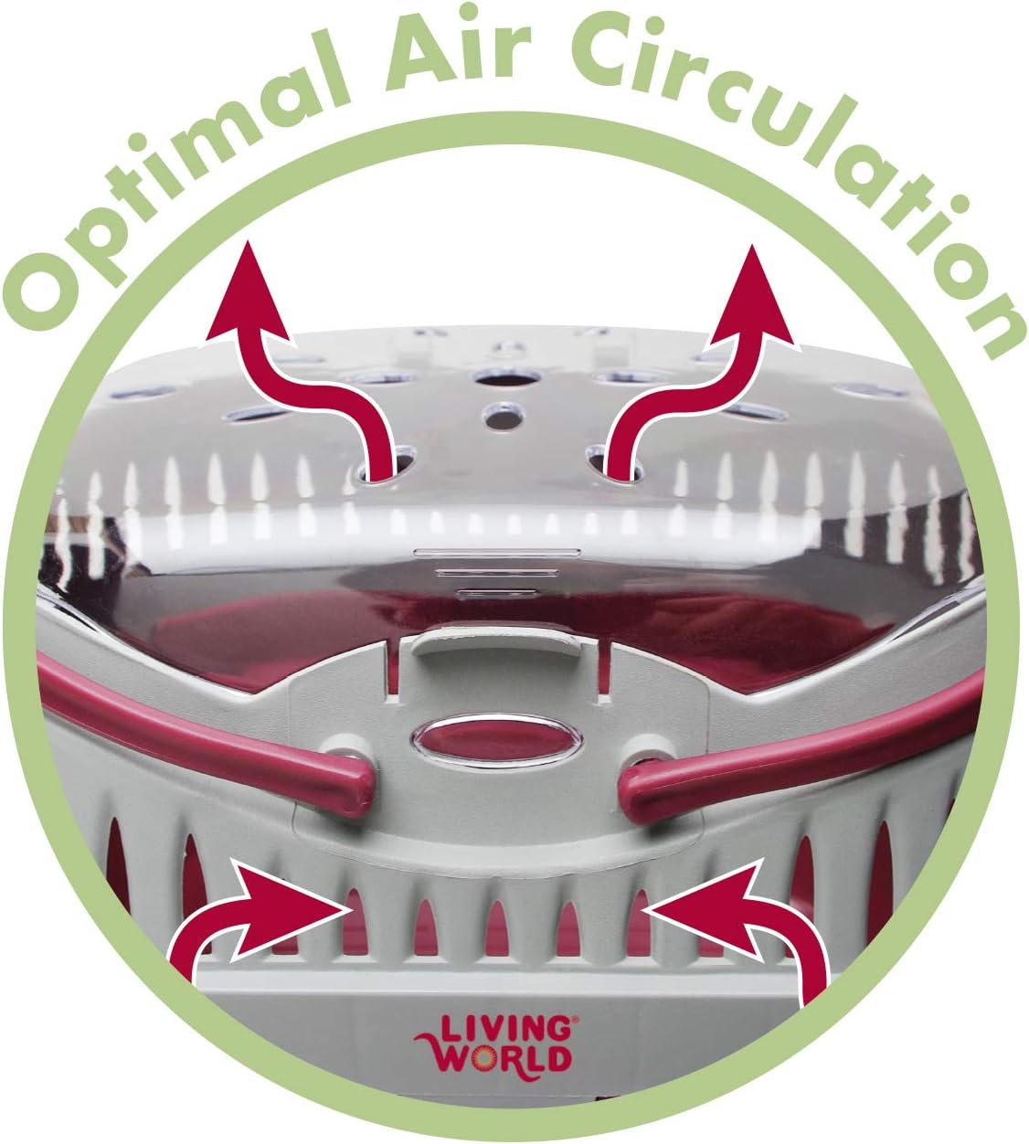 Living World 60888 Pet Carrier, Red/Grey, Large