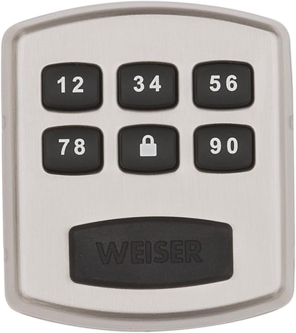 Weiser Powerbolt 3 Satin Nickel Keyless Entry Door Lock/Deadbolt Lock, 10-Button Keypad Door Lock with Auto Lock and 12-Month Battery Life, Electronic Door Locks for Front Door, Home Décor