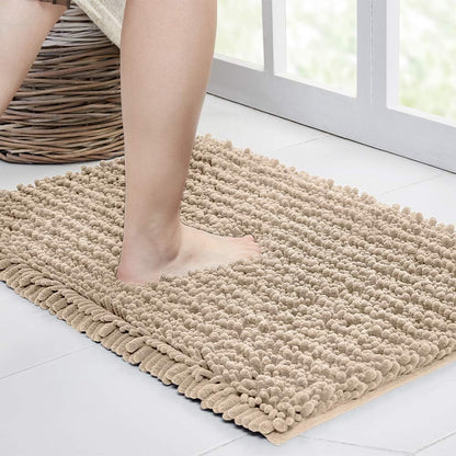 Walensee Bathroom Rug Non Slip Bath Mat (24x17 Inch Blush) Water Absorbent Super Soft Shaggy Chenille Machine Washable Dry Extra Thick Perfect Absorbant Best Small Plush Carpet for Shower Floor