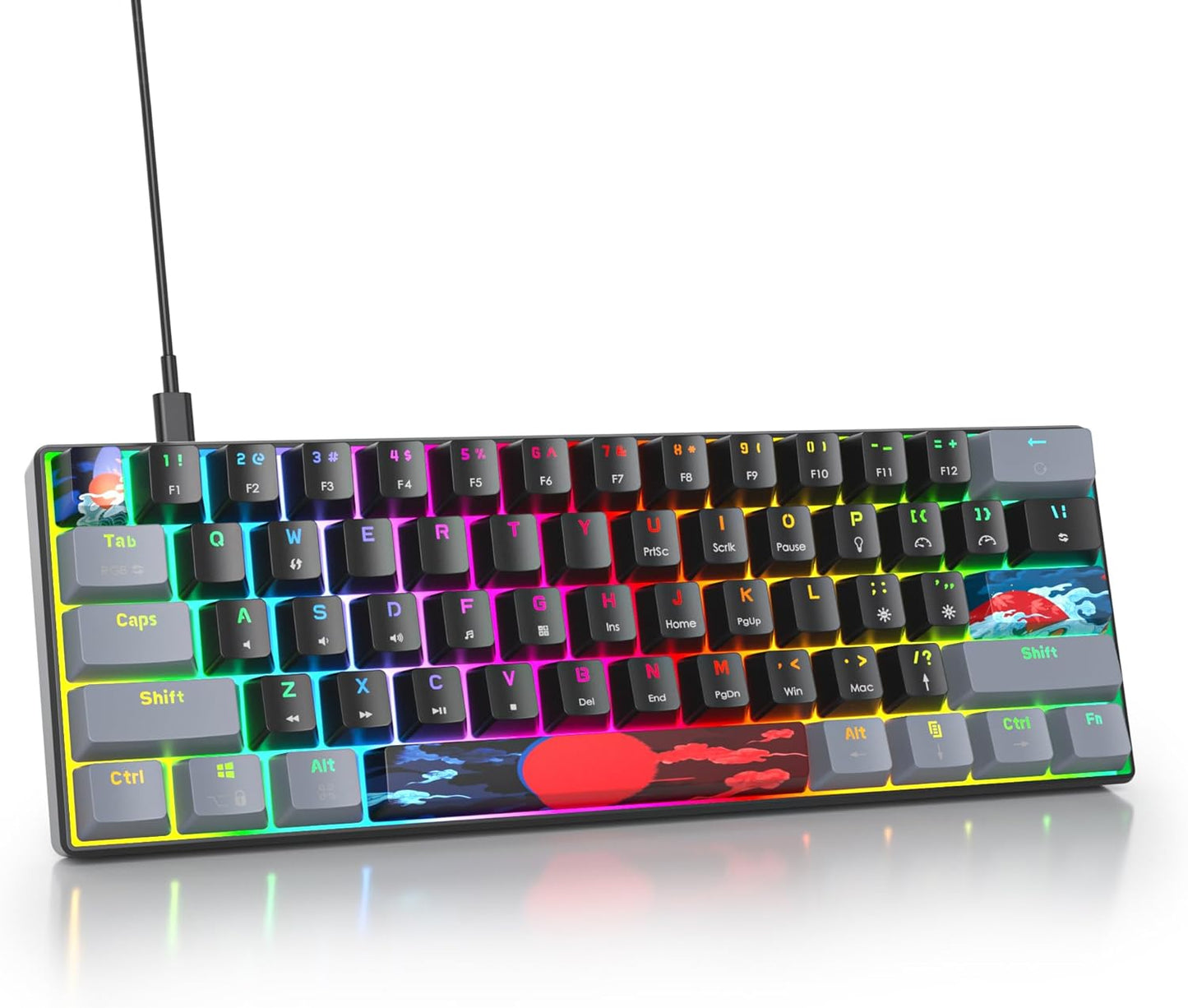 Owpkeenthy Full Size Green Mechanical Gaming Keyboard with Number Pad, Wired 100% Office NKRO Keyboard RGB Backlit 104 Keys with Red Switch for PC Gamer (104 Matcha)